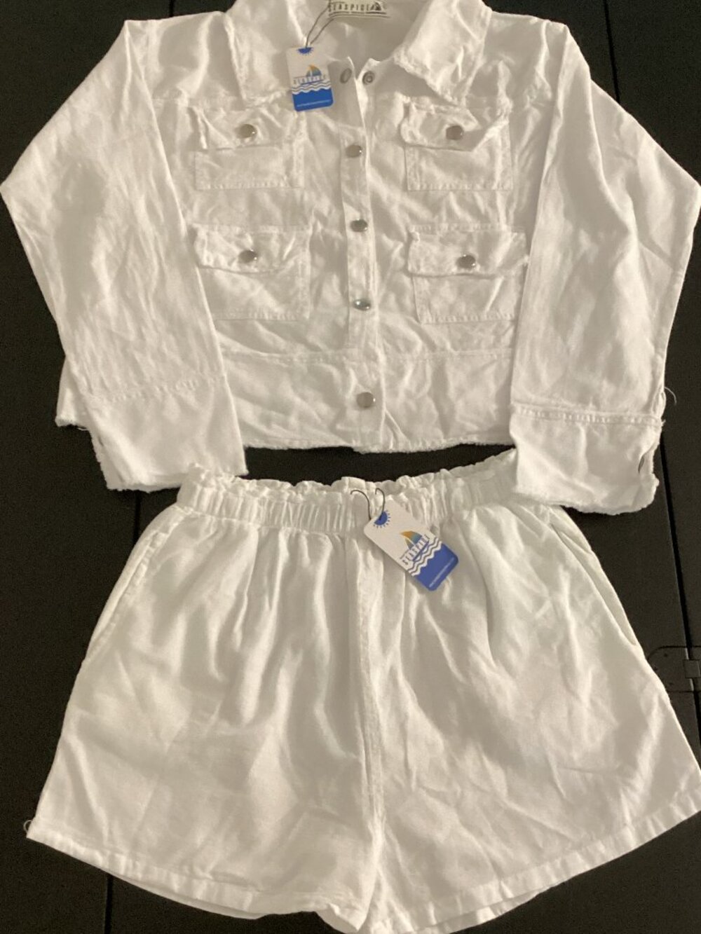 Seaspice White Jacket (S) and Shorts (M) Set With Drawstring Bag - NWT